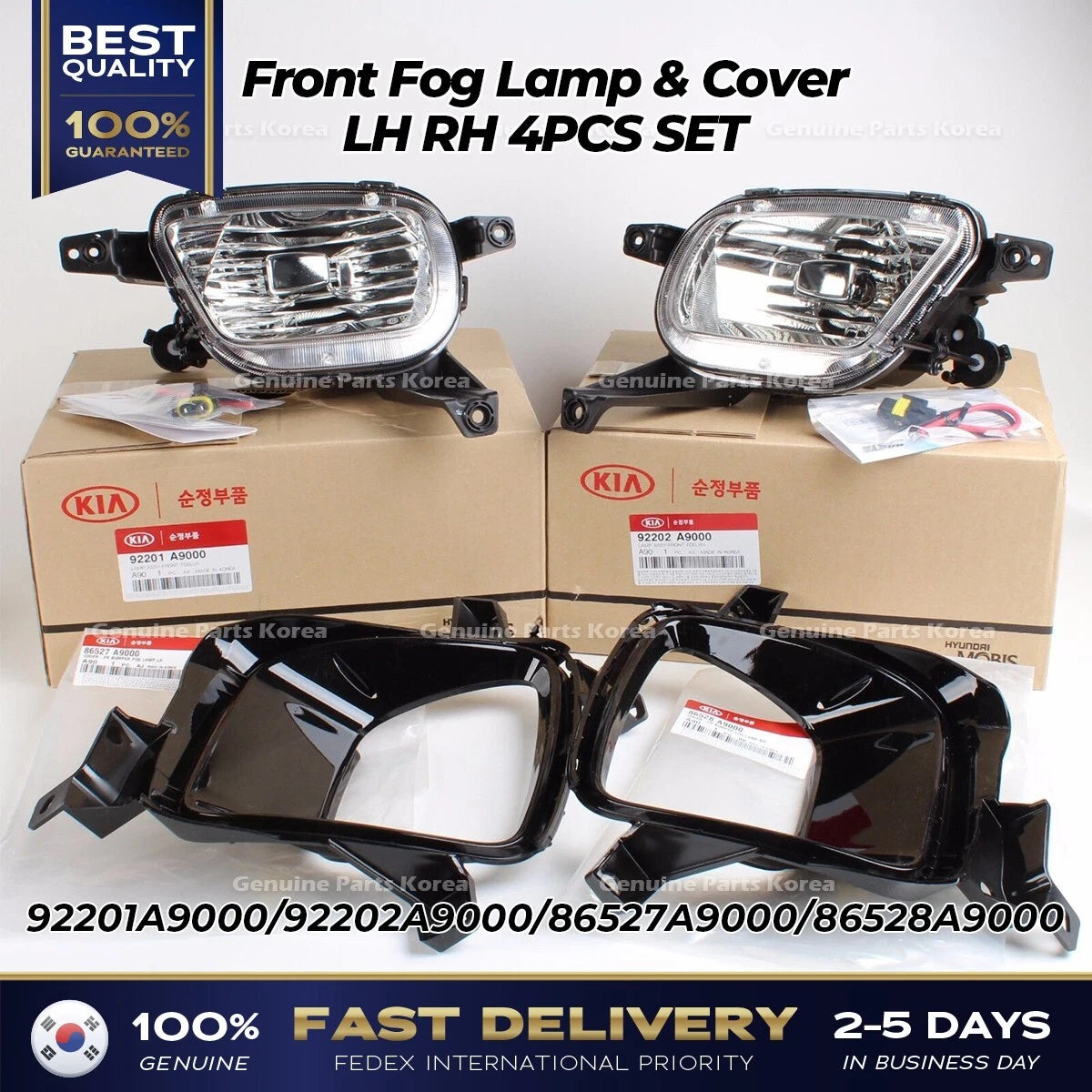 ⭐Genuine⭐ Front Fog Lamp & Cover LH RH 4PCS SET for Kia Sedona