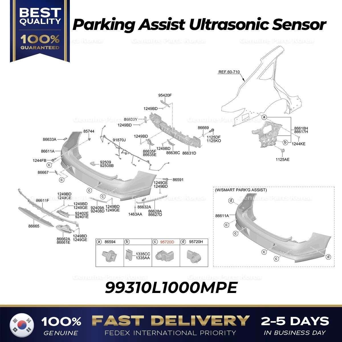 ⭐Genuine⭐ Parking Assist Ultrasonic Sensor 99310L1000MPE for Hyundai Genesis G80
