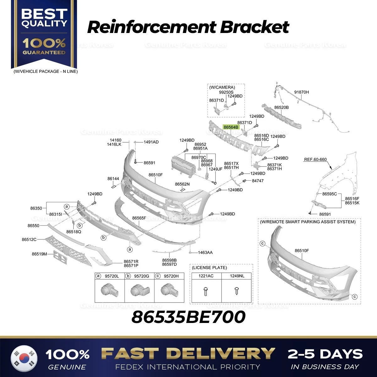 ⭐Genuine⭐ Reinforcement Bracket 86535BE700 for Hyundai Kona N