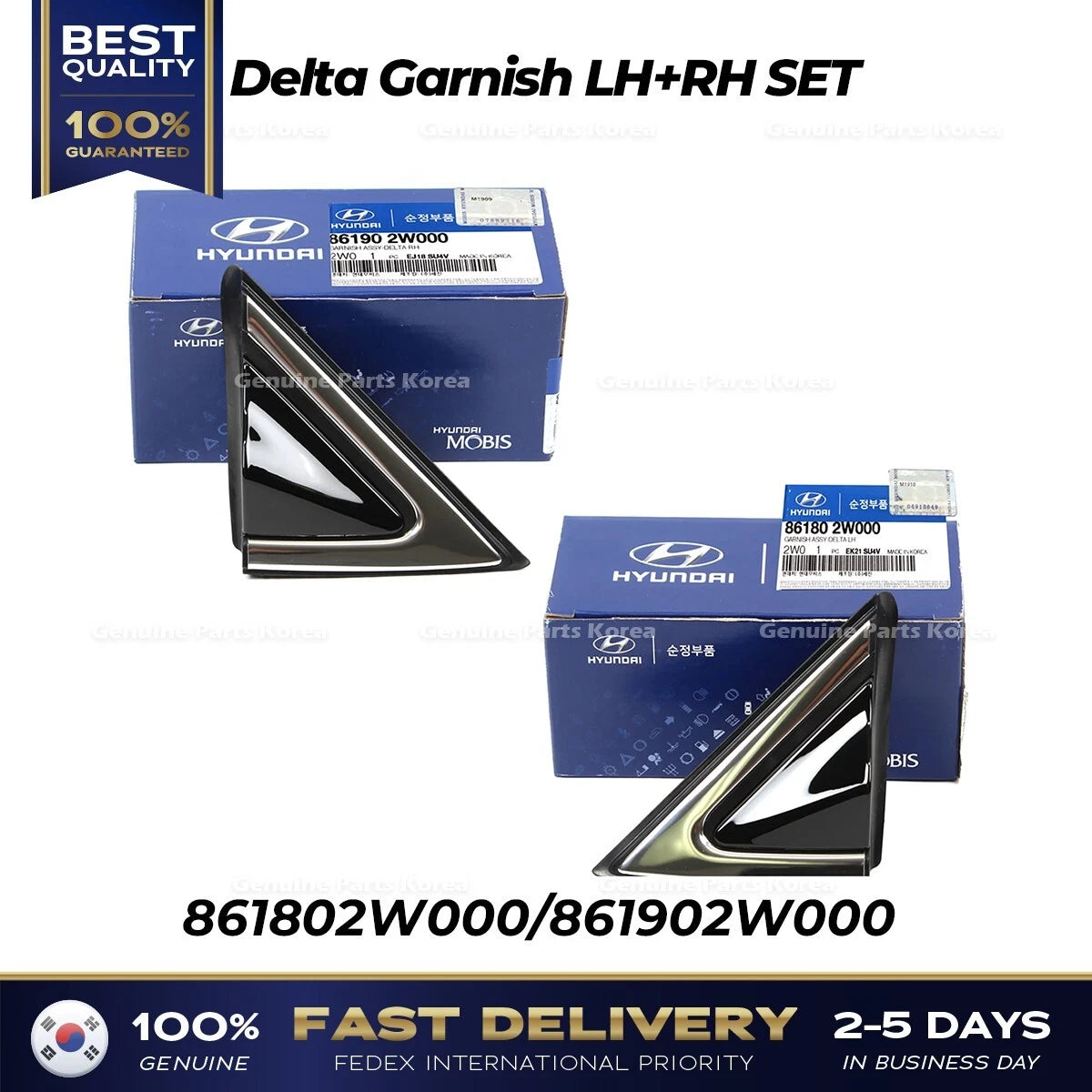 ⭐Genuine⭐ Delta Garnish LH RH SET 861802W000 861902W000 for Hyundai Santa Fe