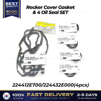 Genuine Rocker Cover Gasket & 4 Oil Seal SET for Kia Forte Seltos Soul