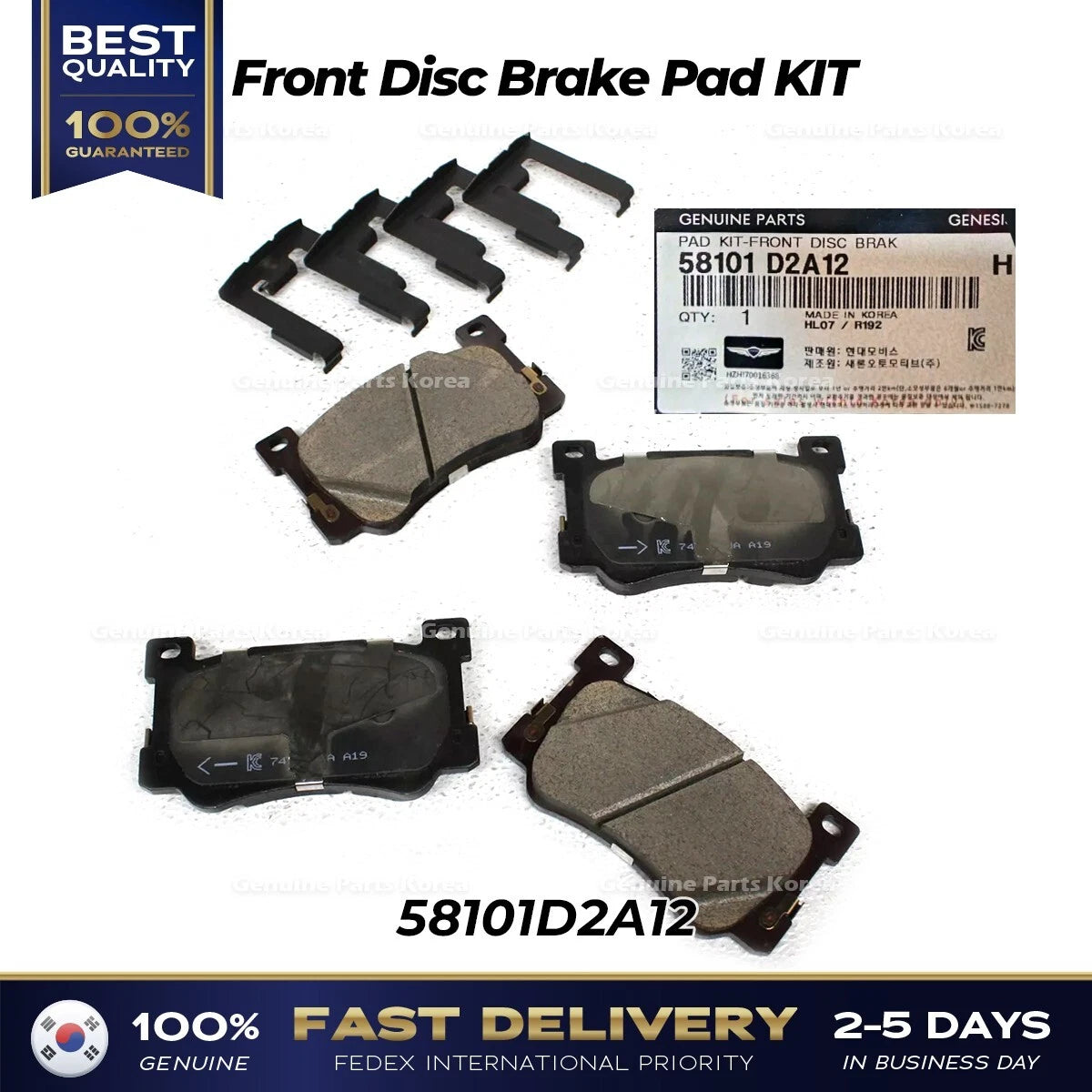 ⭐Genuine⭐ Front Disc Brake Pad KIT 58101D2A12 for Hyundai Genesis G90