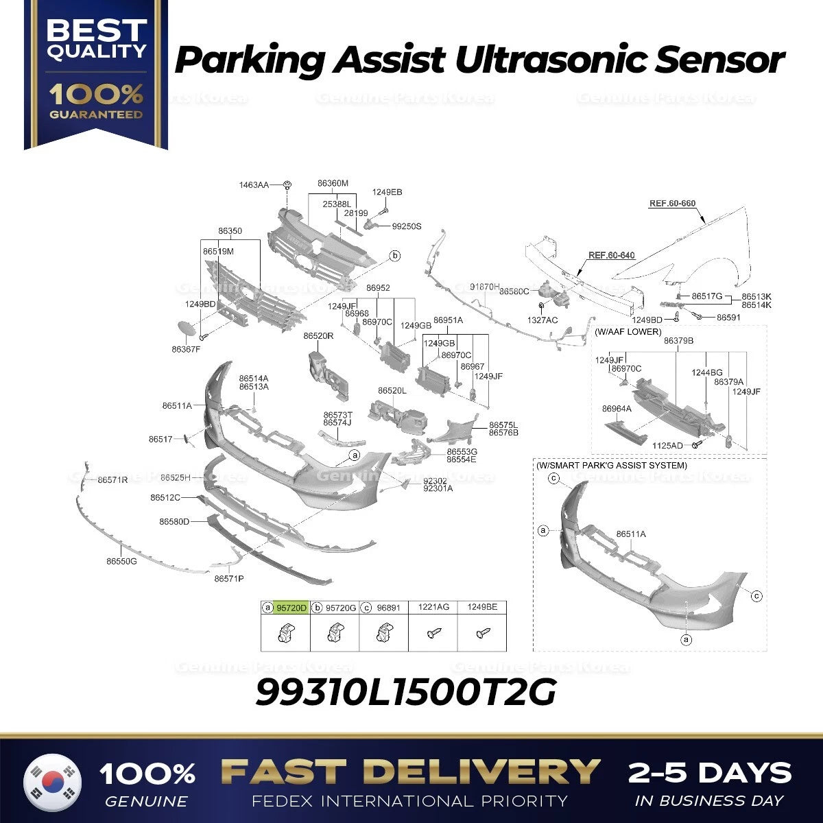 ⭐Genuine⭐ Parking Assist Ultrasonic Sensor 99310L1500T2G for Hyundai Sonata