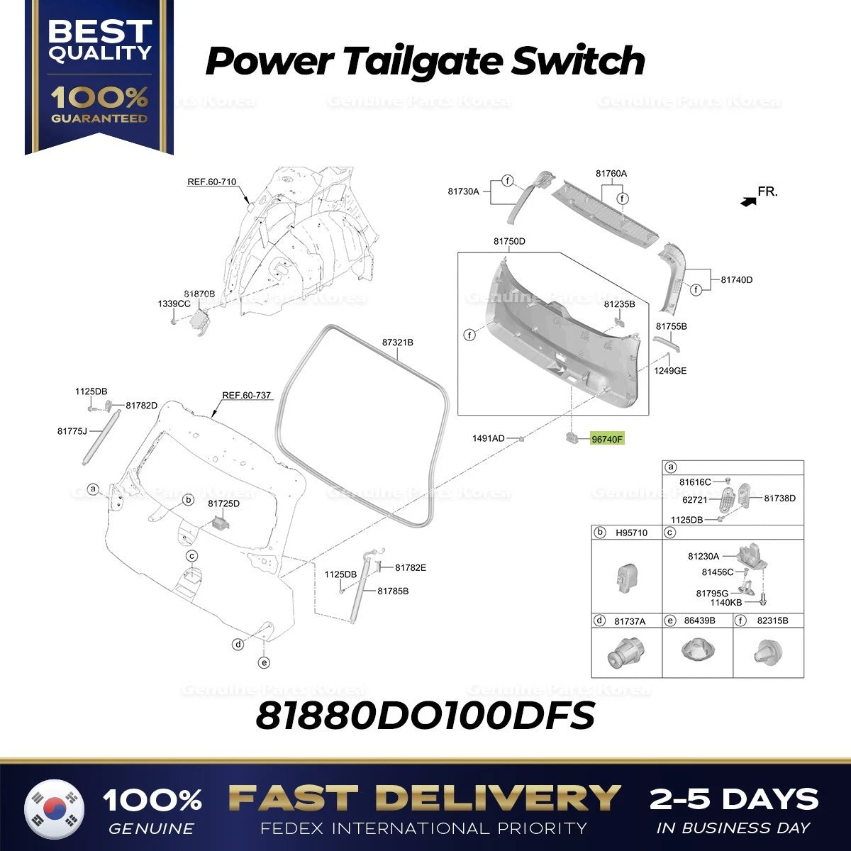 ⭐Genuine⭐ Power Tailgate Switch 81880DO100DFS for Kia EV9