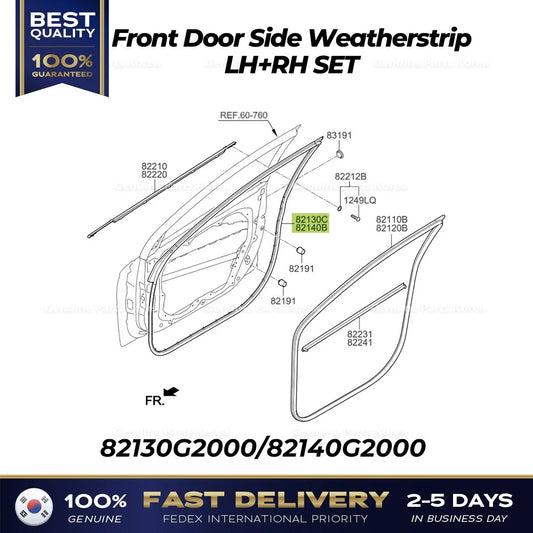 ⭐Genuine⭐ Front Door Side Weatherstrip LH RH SET for Hyundai Ioniq