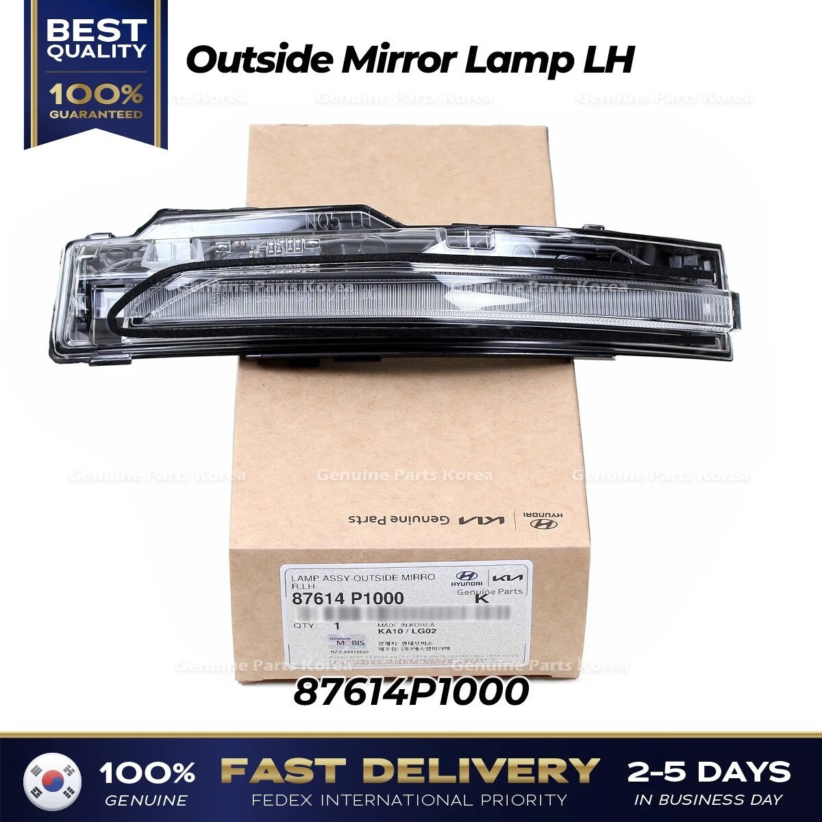 ⭐Genuine⭐ Outside Mirror Lamp LH 87614P1000 for Kia Sportage