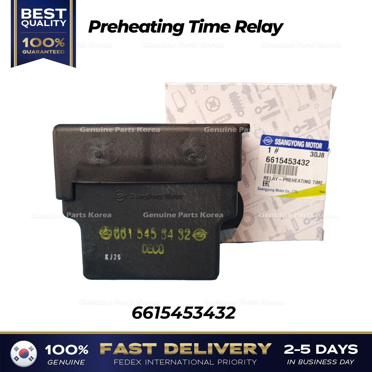 ⭐Genuine⭐ Preheating Time Relay 6615453432 for Ssangyong Musso Korando