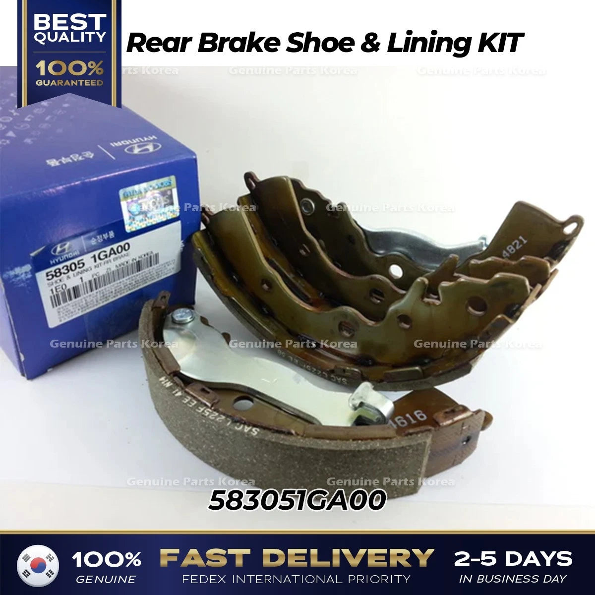 ⭐Genuine⭐ Rear Brake Shoe & Lining KIT 583051GA00 for Hyundai Accent Kia Rio