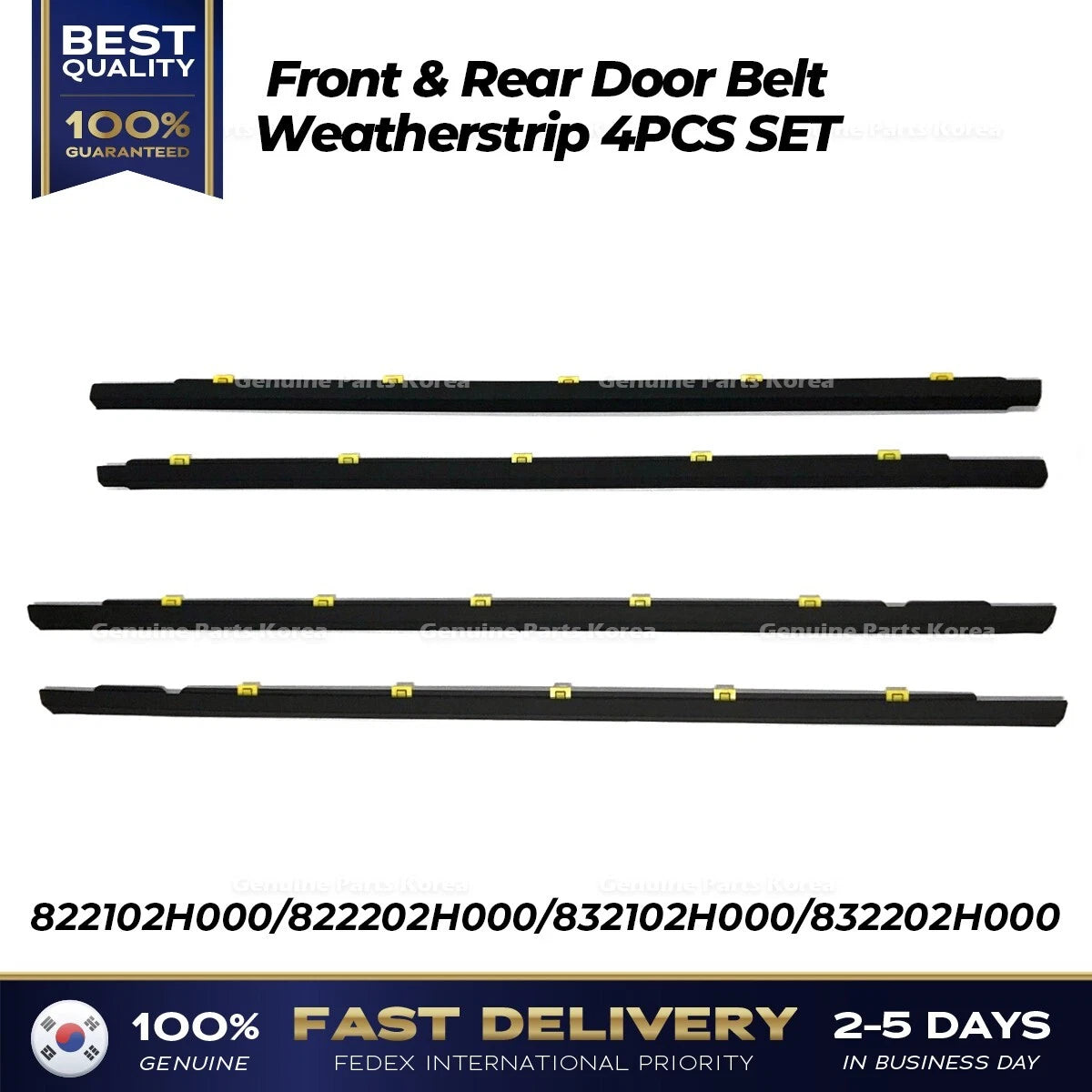 ⭐Genuine⭐ Front & Rear Door Belt Weatherstrip SET for Hyundai Elantra