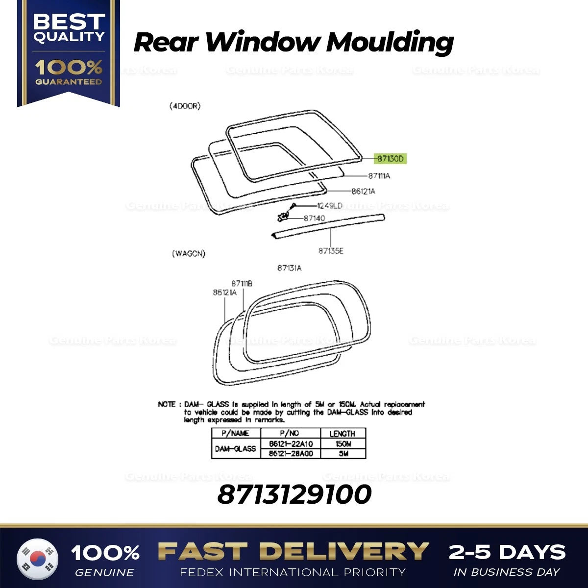 ⭐Genuine⭐ Rear Window Moulding 8713129100 for Hyundai Elantra