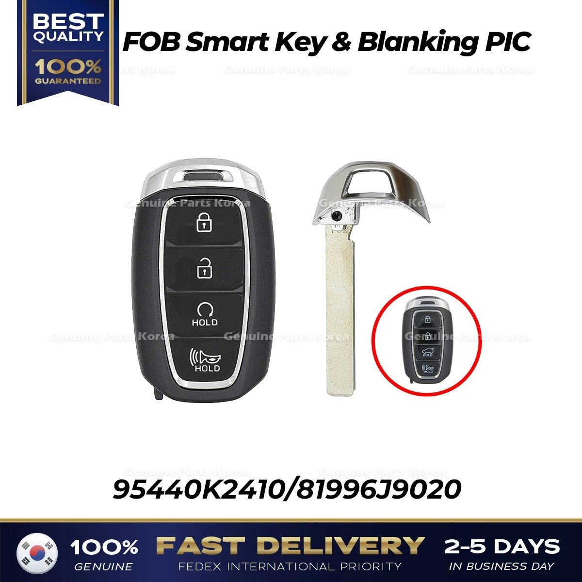 ⭐Genuine⭐ FOB Smart Key & Blanking PIC 95440K2410 for Hyundai Venue