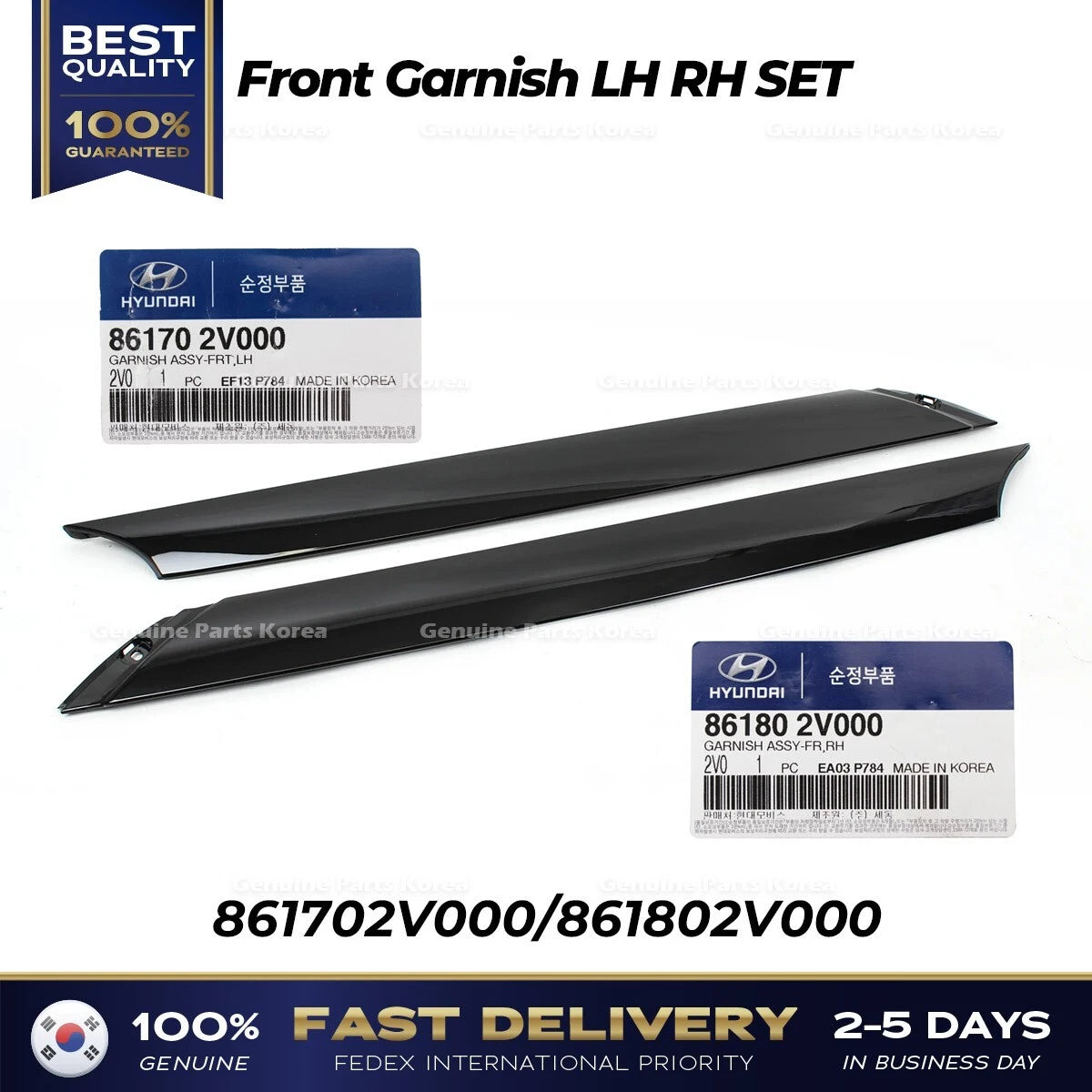 ⭐Genuine⭐ Front Garnish LH RH SET 861702V000 861802V000 for Hyundai Veloster