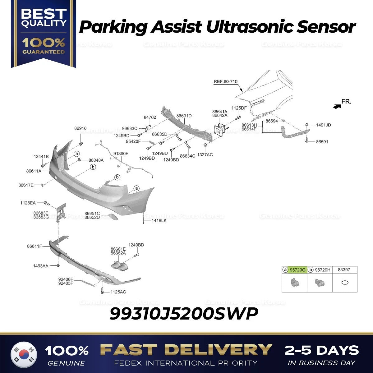 ⭐Genuine⭐ Parking Assist Ultrasonic Sensor 99310J5200SWP for Kia Stinger