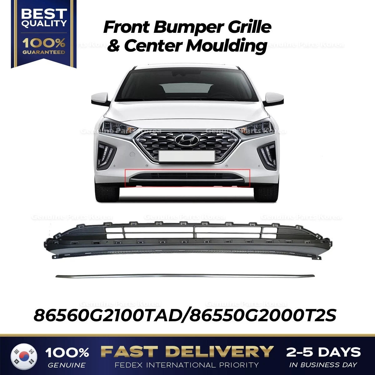 ⭐Genuine⭐ Front Bumper Grille & Center Moulding for Hyundai Ioniq