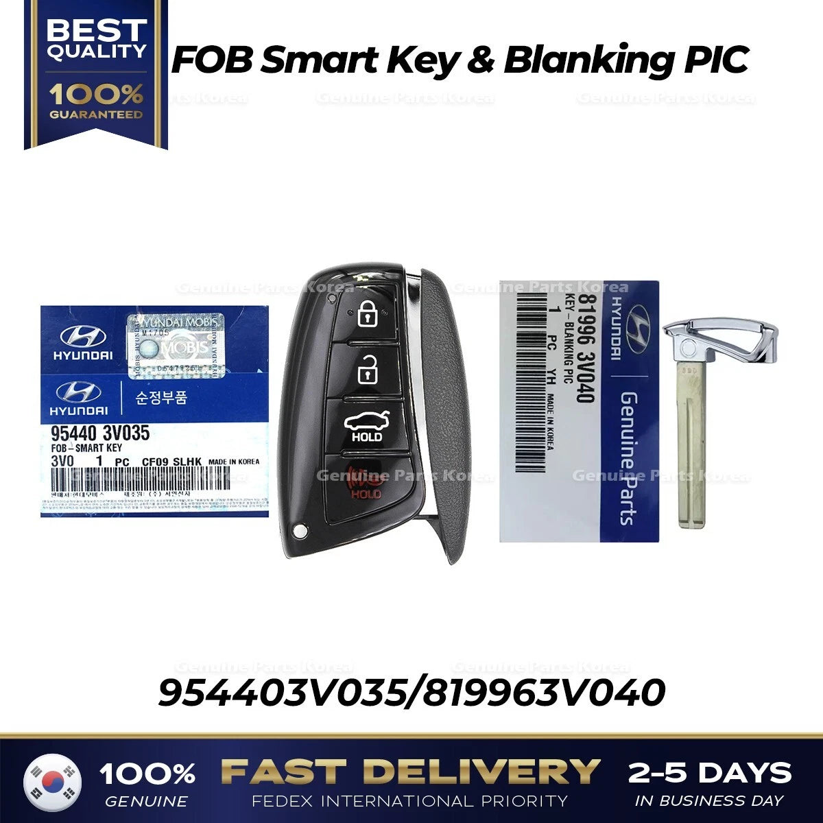 ⭐Genuine⭐ FOB Smart Key & Blanking PIC 954403V035 for Hyundai Azera