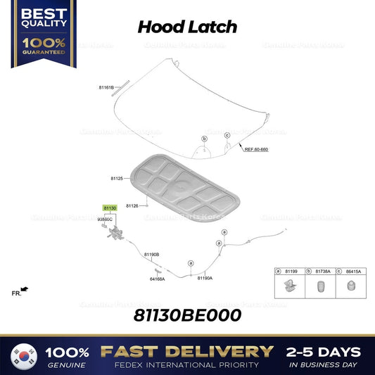 Genuine Hood Latch 81130BE000 for Hyundai Kona