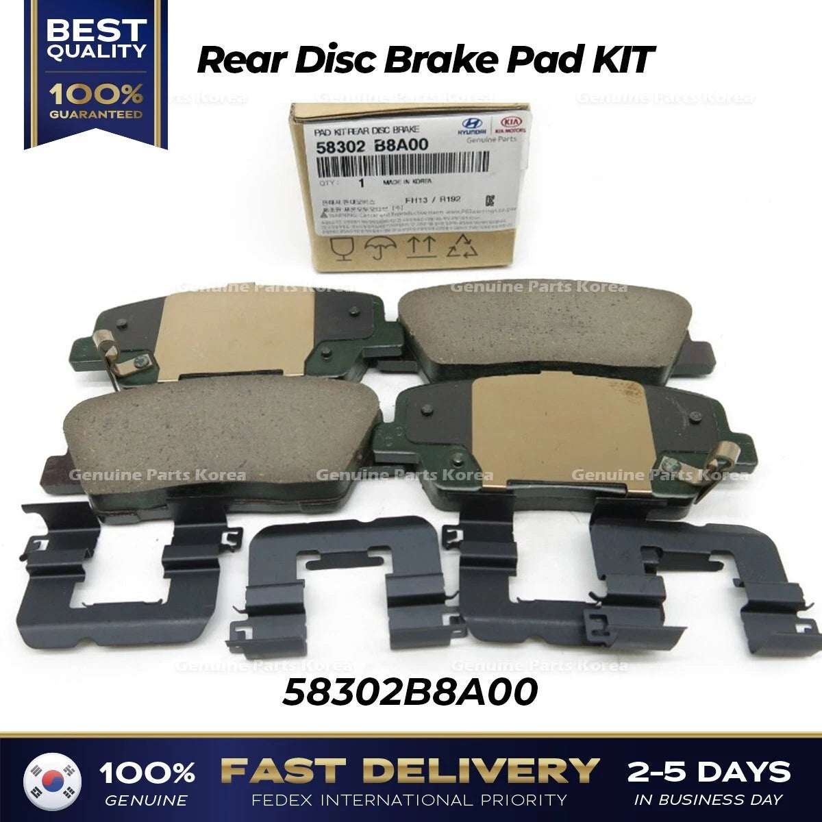 ⭐Genuine⭐ Rear Disc Brake Pad KIT 58302B8A00 for Hyundai Maxcruz