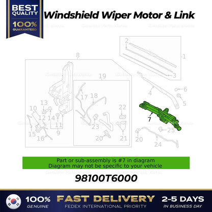 Genuine Windshield Wiper Motor & Link 98100T6000 for Hyundai Genesis GV80