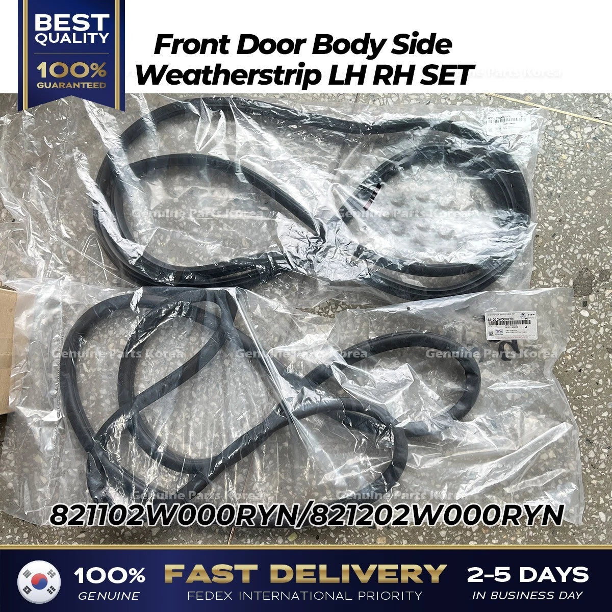 Genuine Front Door Body Side Weatherstrip LH RH SET for Hyundai Santa Fe