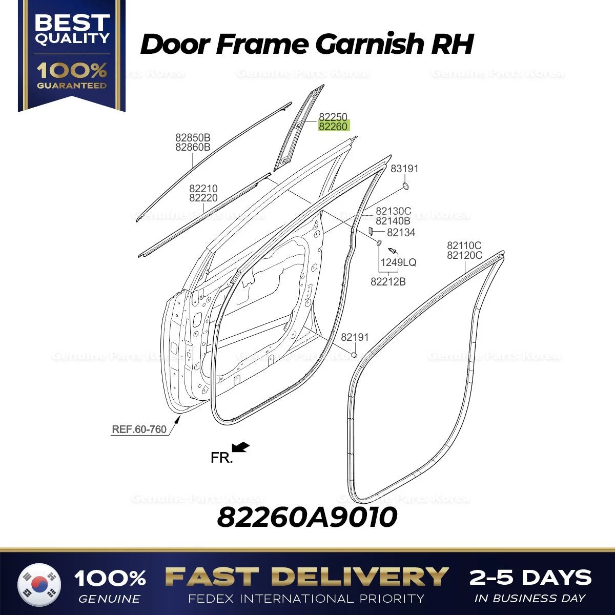 ⭐Genuine⭐ Door Frame Garnish RH 82260A9010 for Kia Sedona