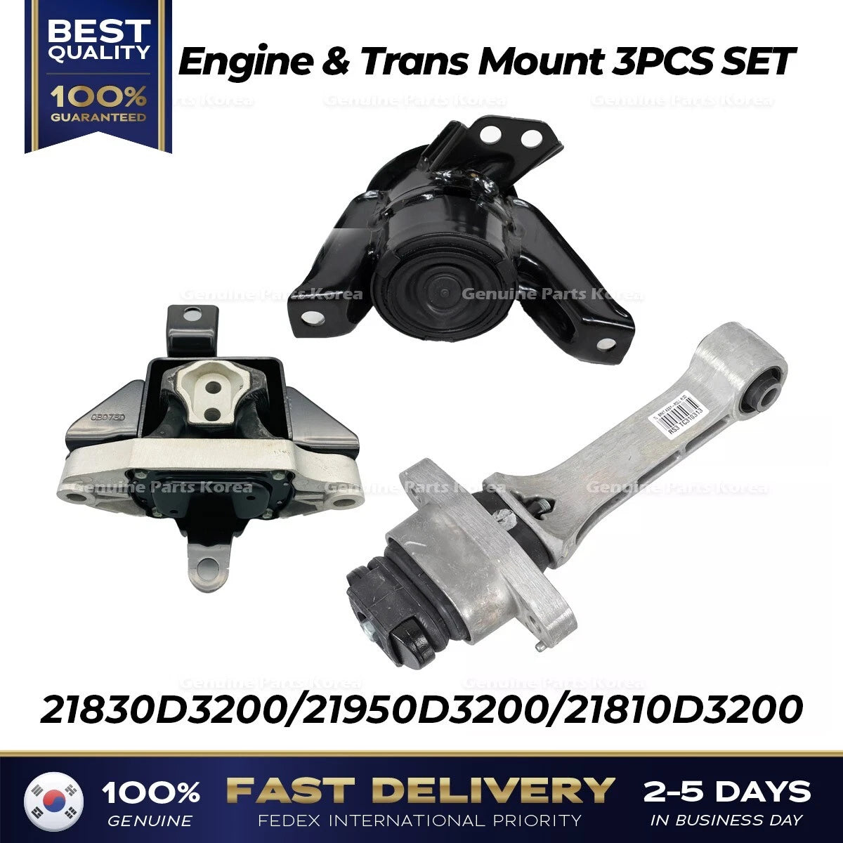 ⭐Genuine⭐ Engine & Trans Mount 3PCS SET for Hyundai Tucson