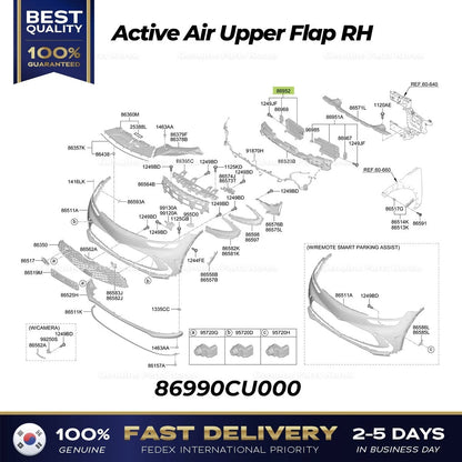 Genuine Active Air Upper Flap RH 86990CU000 for Hyundai Genesis GV60