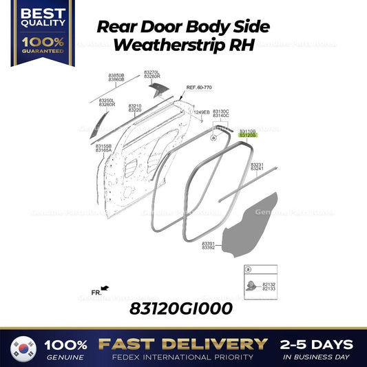 ⭐Genuine⭐ Rear Door Body Side Weatherstrip RH 83120GI000 for Hyundai Ioniq 5