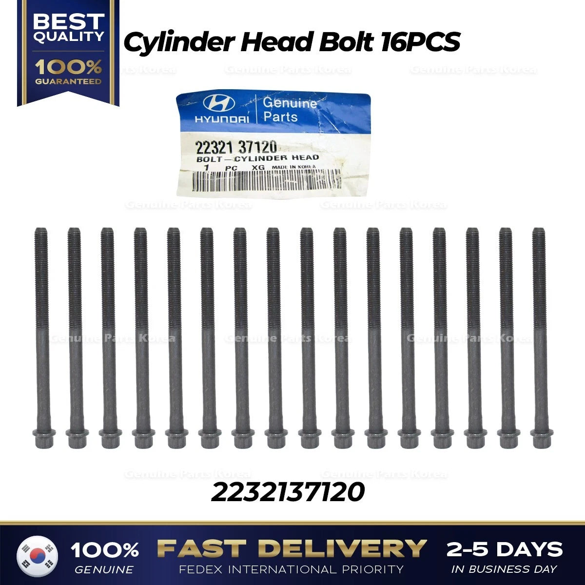 ⭐Genuine⭐ Cylinder Head Bolt 16PCS 2232137120 for Hyundai Kia