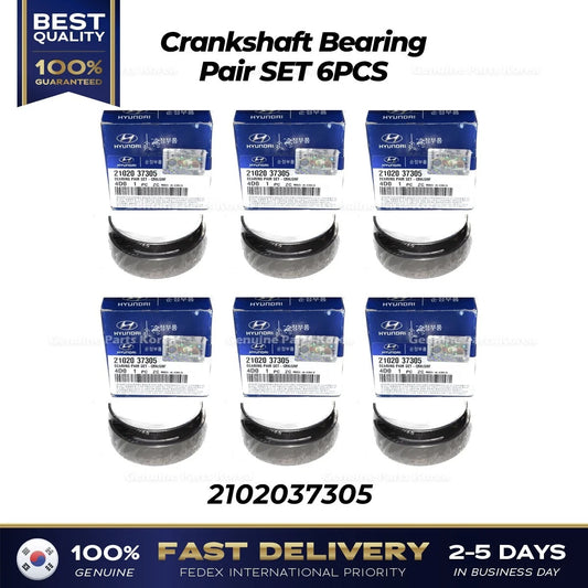 ⭐Genuine⭐ Crankshaft Bearing Pair SET 6PCS 2102037305 for Hyundai Kia