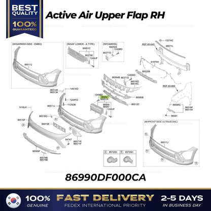 Genuine Active Air Upper Flap RH 86990DF000CA for Hyundai Kona Hybrid