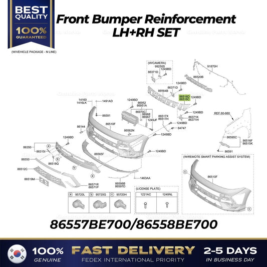 ⭐Genuine⭐ Front Bumper Reinforcement LH RH SET 86557BE700 86558BE700 for Kona N