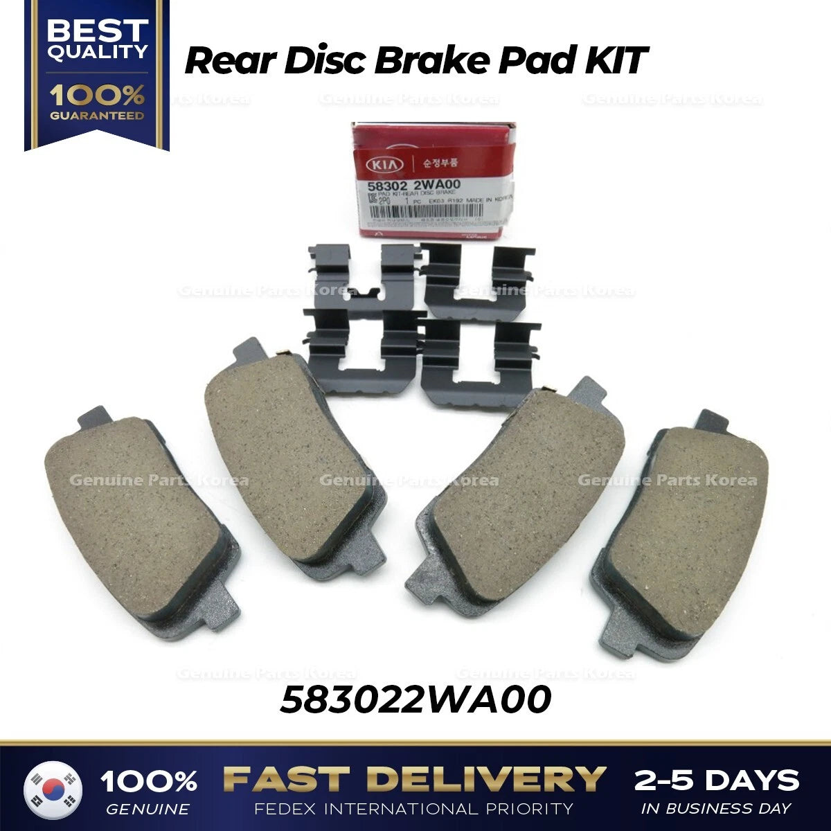 ⭐Genuine⭐ Rear Disc Brake Pad KIT 583022WA00 for Hyundai Santa Fe Kia Sorento