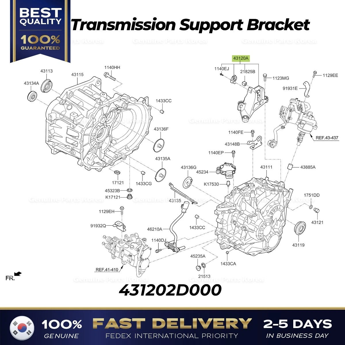 ⭐Genuine⭐ Transmission Support Bracket 431202D000 for Hyundai Sonata Kia Optima