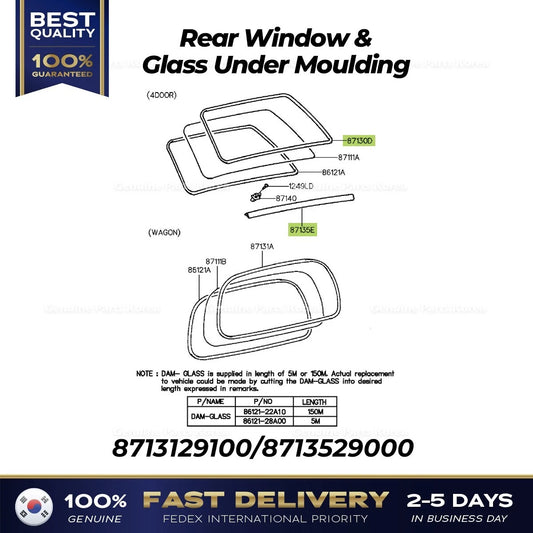 ⭐Genuine⭐ Rear Window & Glass Under Moulding for Hyundai Elantra