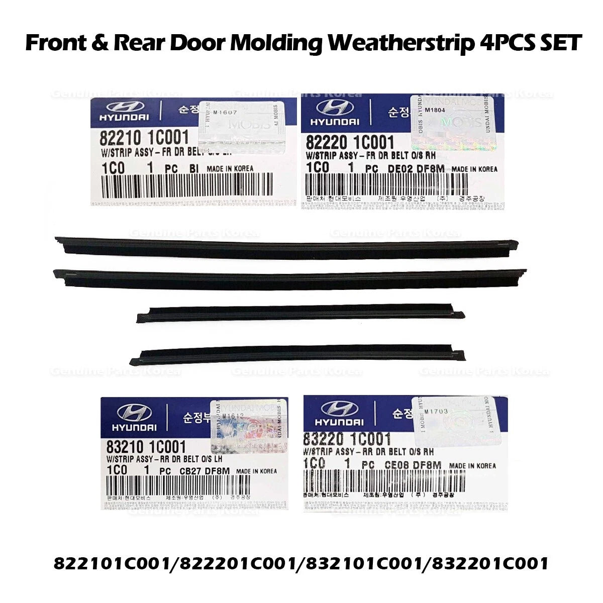 ⭐Genuine⭐ Front & Rear Door Molding Weatherstrip 4PCS SET for Hyundai Getz