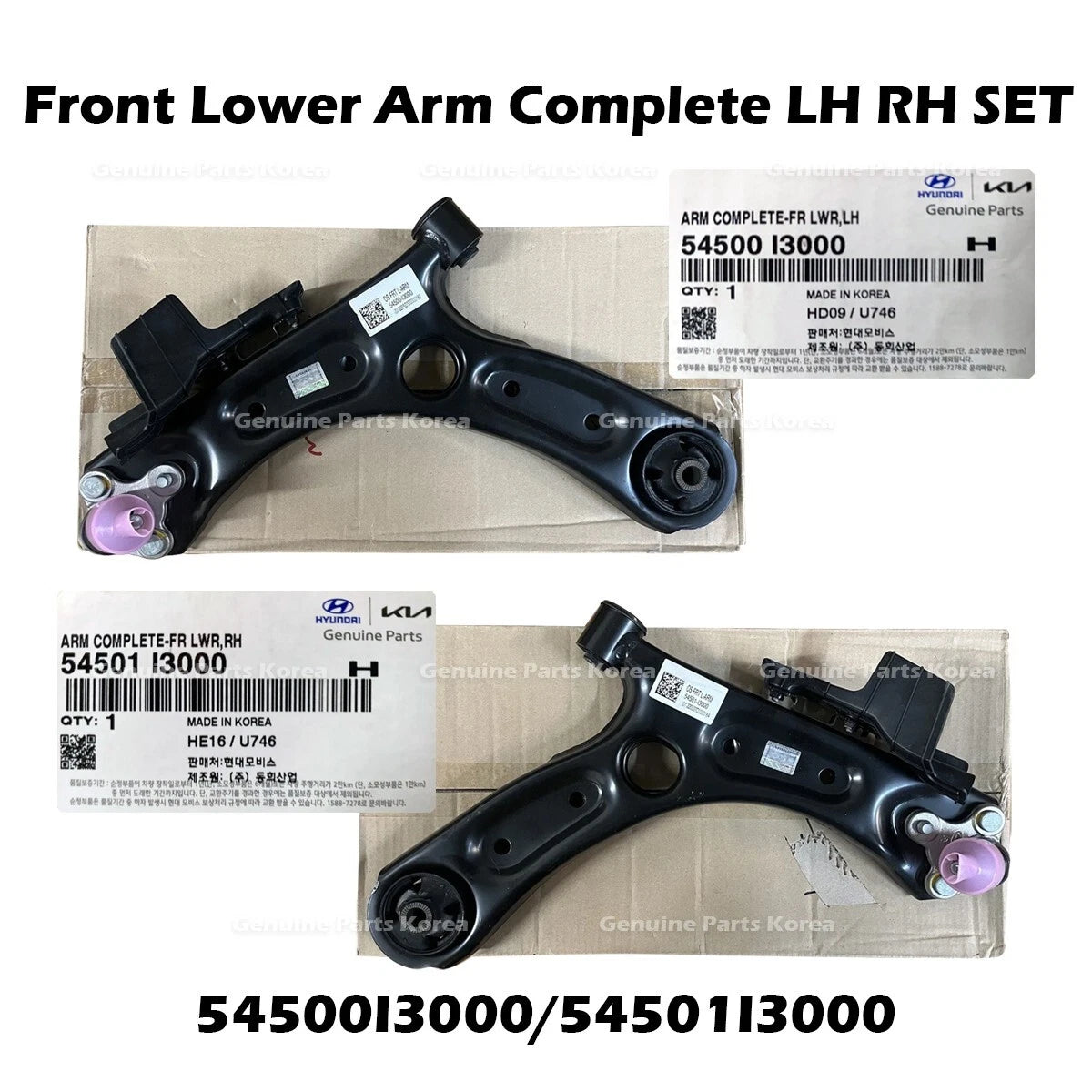 ⭐Genuine⭐ Front Lower Arm Complete LH RH SET 54500I3000 54501I3000 for Kona N