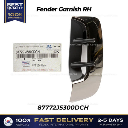 Genuine Fender Garnish RH 87772J5300DCH for Kia Stinger