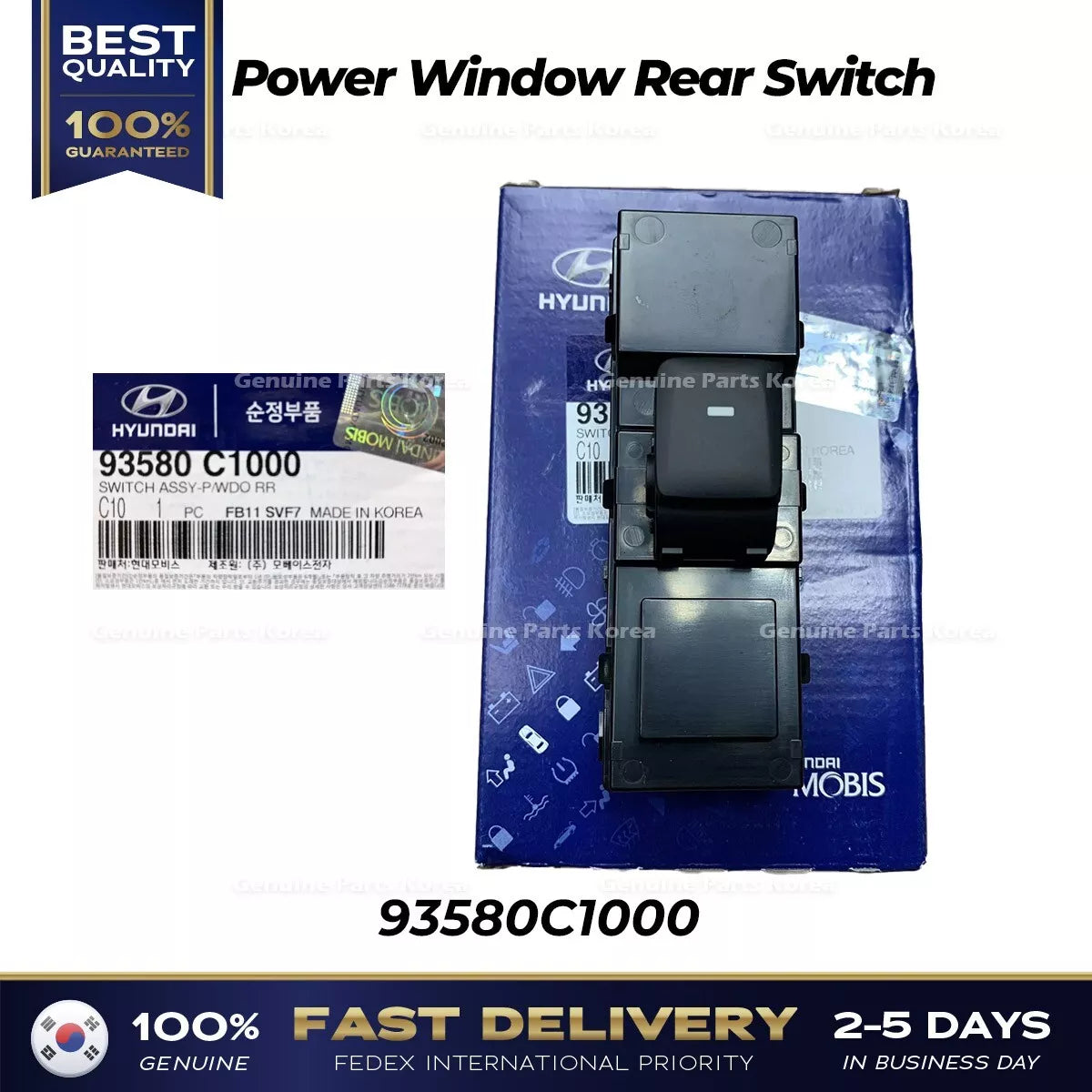 ⭐Genuine⭐ Power Window Rear Switch 93580C1000 for Hyundai Sonata