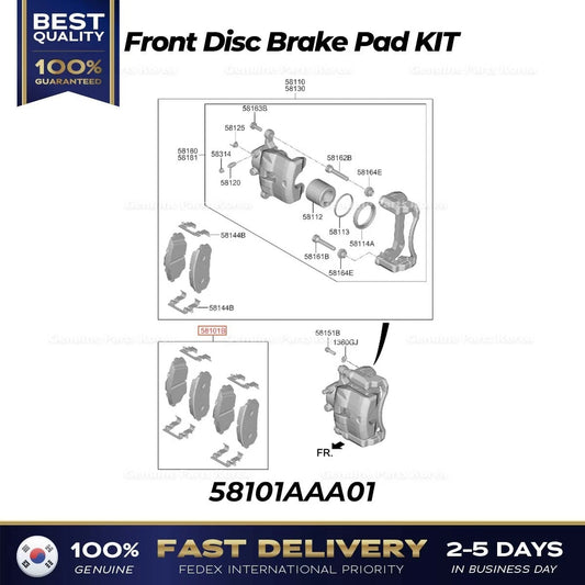 ⭐Genuine⭐ Front Disc Brake Pad KIT 58101AAA01 for Hyundai Elantra
