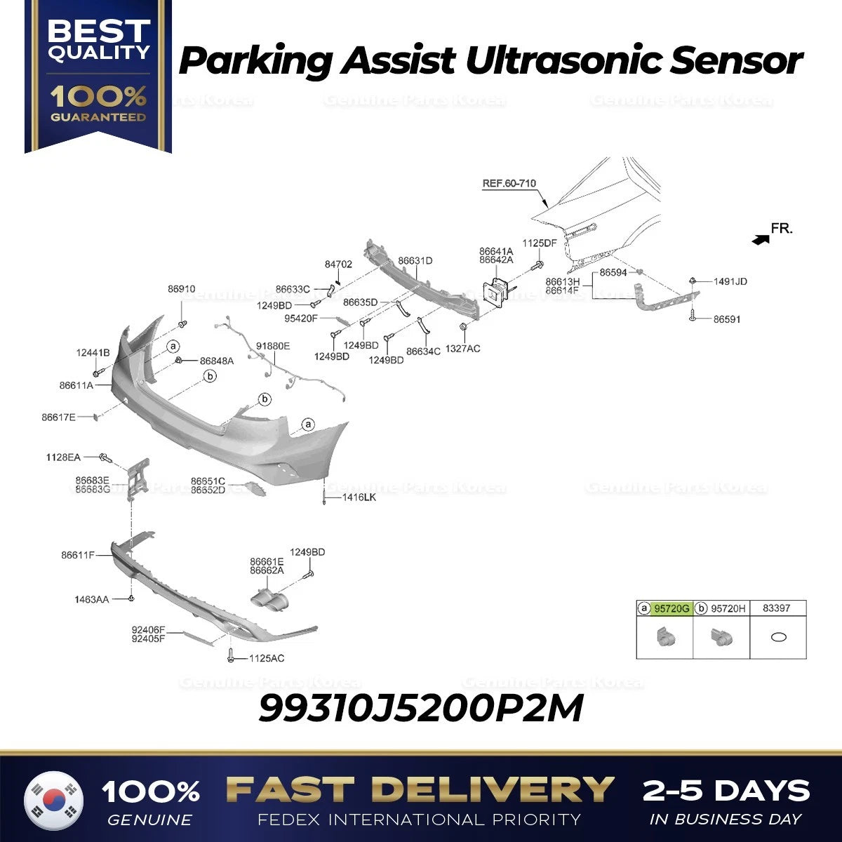 ⭐Genuine⭐ Parking Assist Ultrasonic Sensor 99310J5200P2M for Kia Stinger