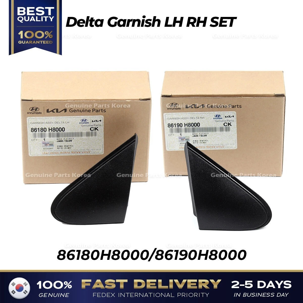 ⭐Genuine⭐ Delta Garnish LH RH SET 86180H8000 86190H8000 for Kia Rio