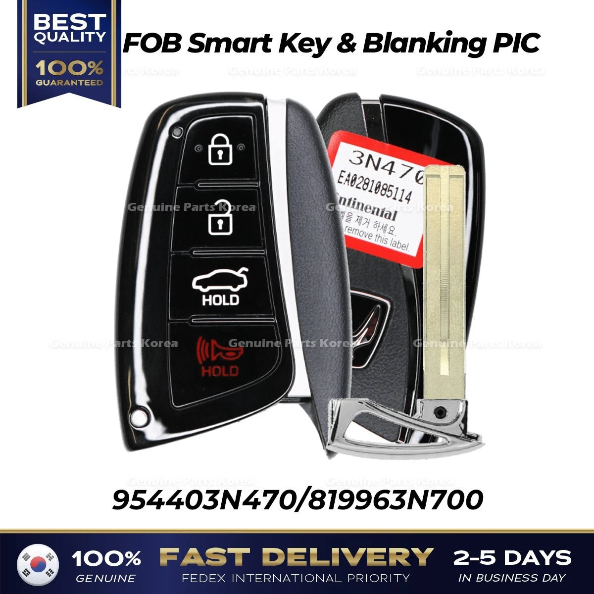 ⭐Genuine⭐ FOB Smart Key & Blanking PIC 954403N470 for Hyundai Equus