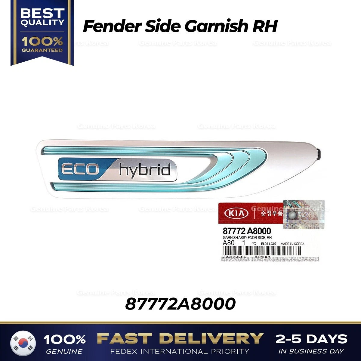 ⭐Genuine⭐ Fender Side Garnish RH 87772A8000 for Kia Optima Hybrid
