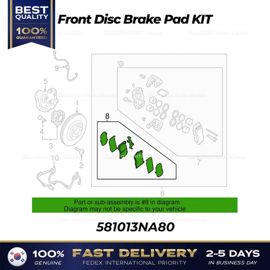 ⭐Genuine⭐ Front Disc Brake Pad KIT 581013NA80 for Hyundai Equus