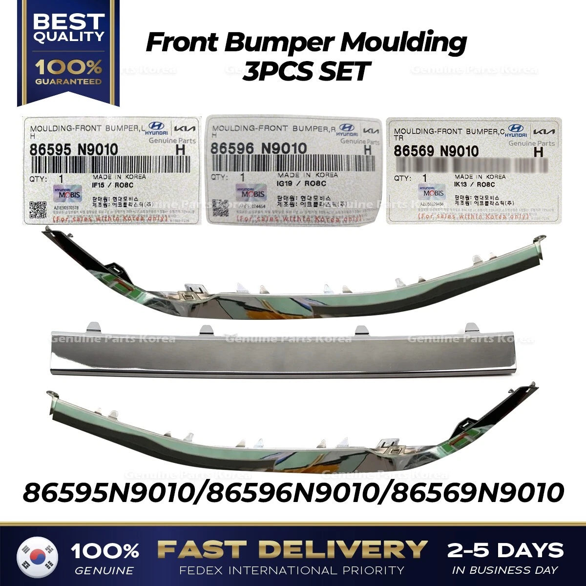 ⭐Genuine⭐ Front Bumper Moulding 3PCS SET for Hyundai Tucson