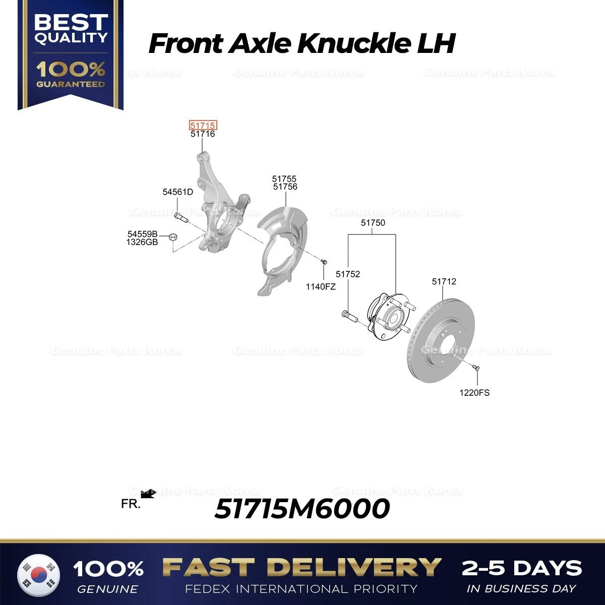 ⭐Genuine⭐ Front Axle Knuckle LH 51715M6000 for Kia Cerato Forte