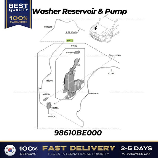⭐Genuine⭐ Washer Reservoir & Pump 98610BE000 for Hyundai Kona Hybrid