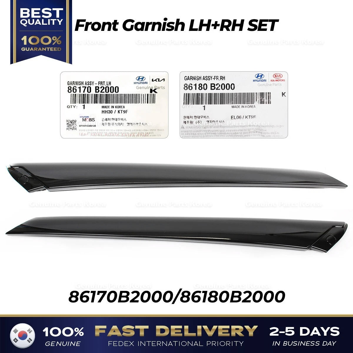 ⭐Genuine⭐ Front Garnish LH RH SET 86170B2000 86180B2000 for Kia Soul