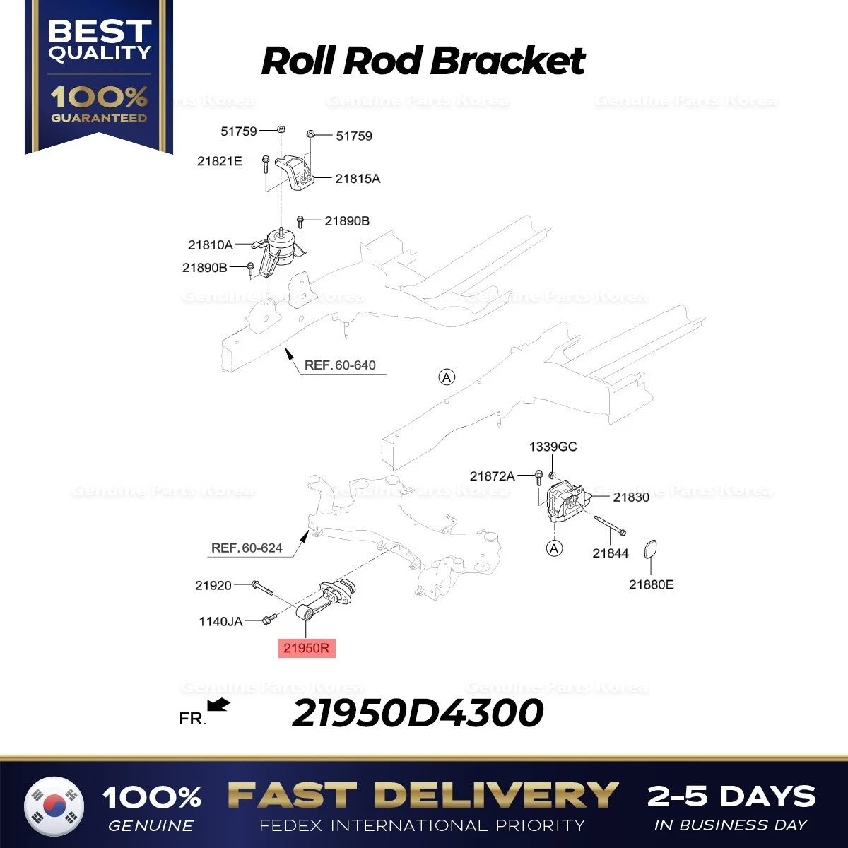 ⭐Genuine⭐ Roll Rod Bracket 21950D4300 for Hyundai Sonata Kia Optima