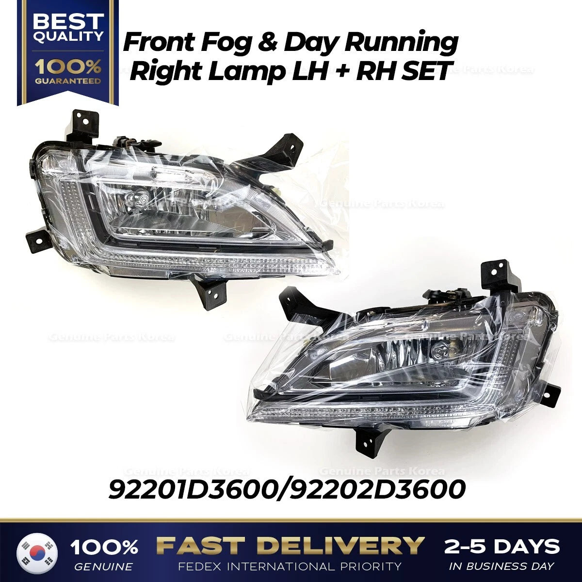⭐Genuine⭐ Front Fog & Day Running Right Lamp LH RH SET for Hyundai Tucson
